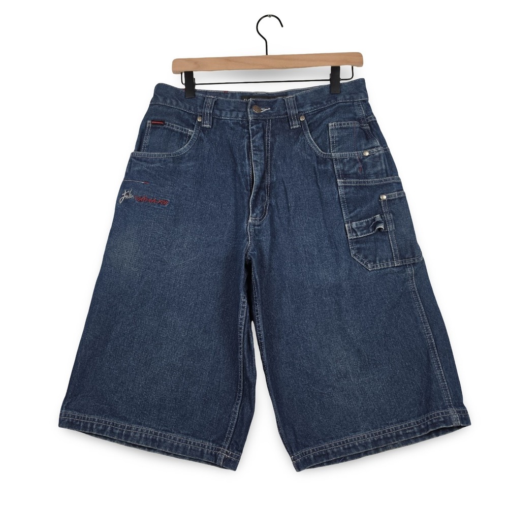 Vintage FUBU The Collection Baggy Denim Shorts Jorts Circa XCII Mens 32 Y2K 90s